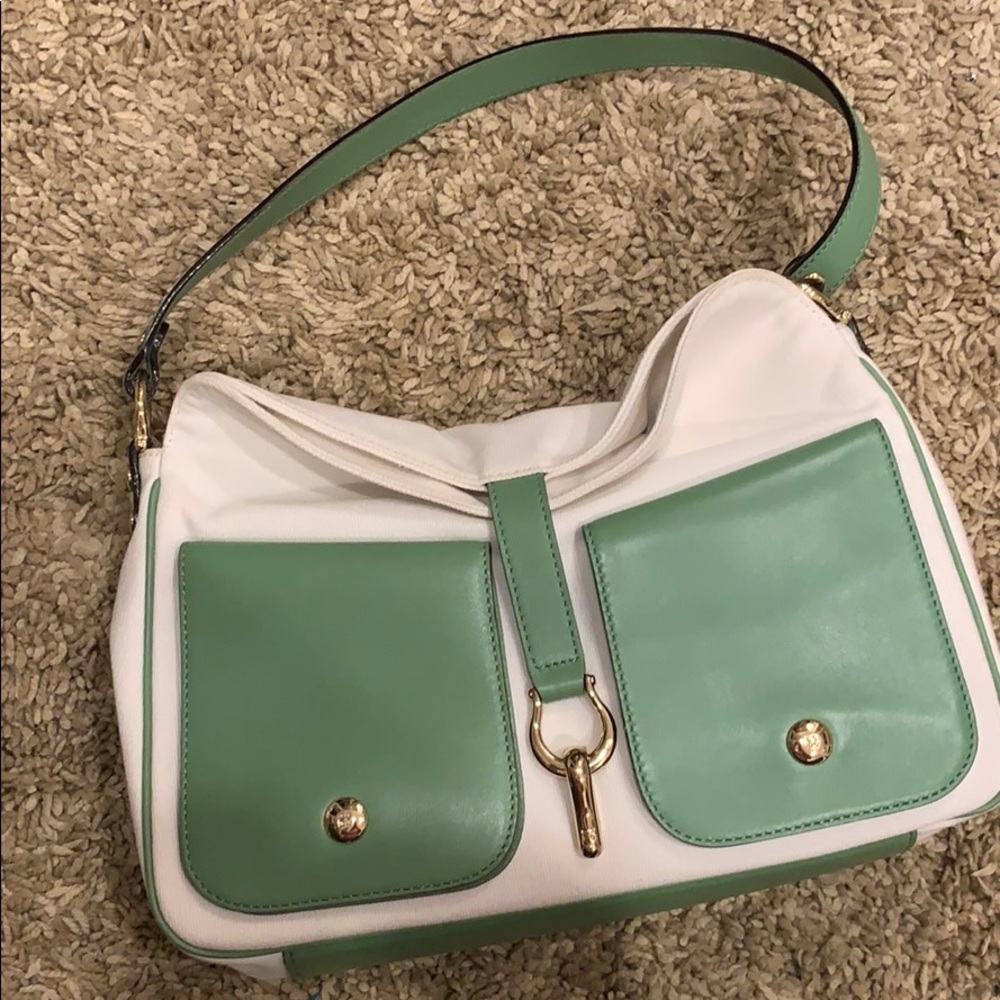 Kate Spade purse, white and green